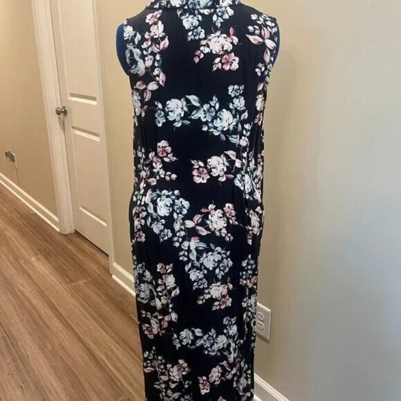 J Jill Navy Floral Collared Maxi Dress - Picture 4 of 5